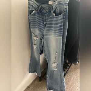 Buckle Blue Distressed Flare Jeans Peyton Flare  Size 34x35